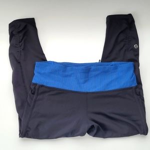LULULEMON Blue Waist Black Yoga Pants